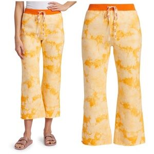 •WARM• Fun Undone Tie Dye Cropped Flare Pants in Sunset‎ Gold Size M